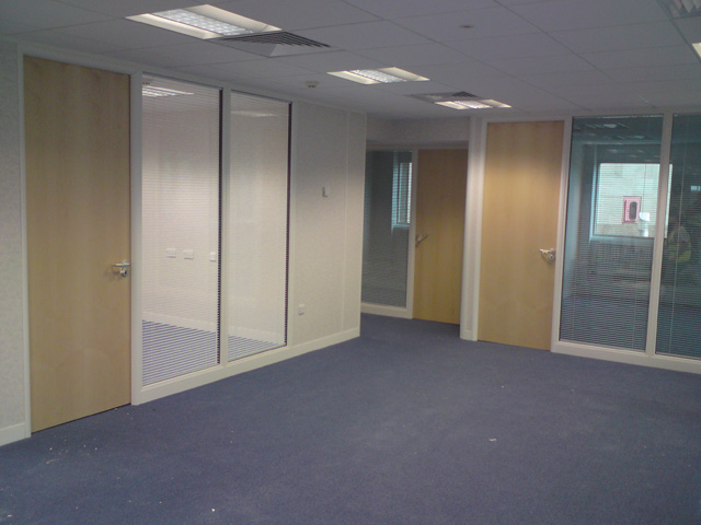 Oak veneer office partition doors