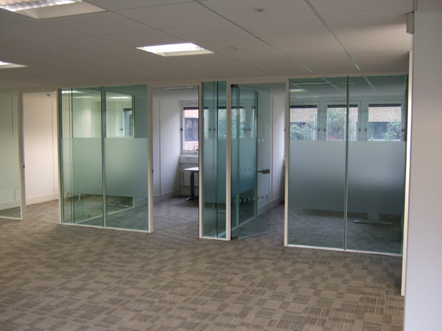 Glass office partitioning